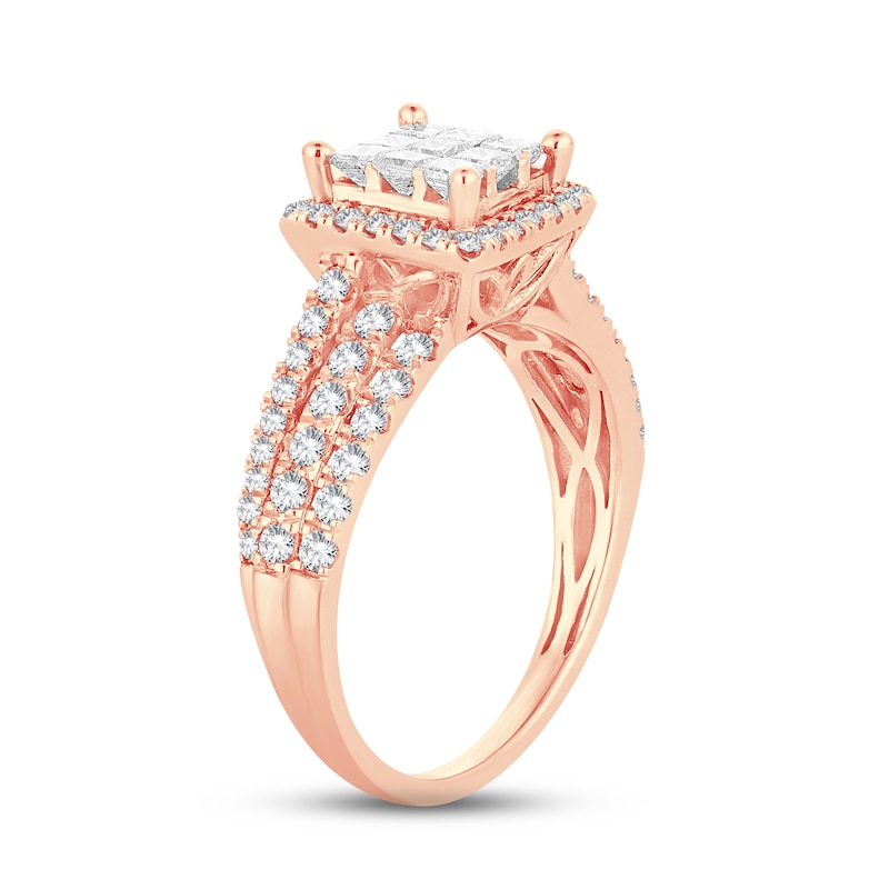 Diamond Engagement Ring 1 ct tw Princess, Round-Cut 10K Rose Gold