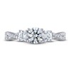 THE LEO Ideal Cut Diamond Three-Stone Engagement Ring 1-1/8 ct tw 14K White Gold