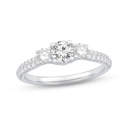 The Kiss Three-Stone Diamond Engagement Ring 1 ct tw Round-cut Platinum