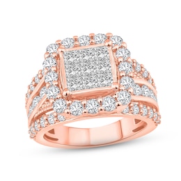 Diamond Engagement Ring 3 ct tw Princess & Round-cut 10K Rose Gold