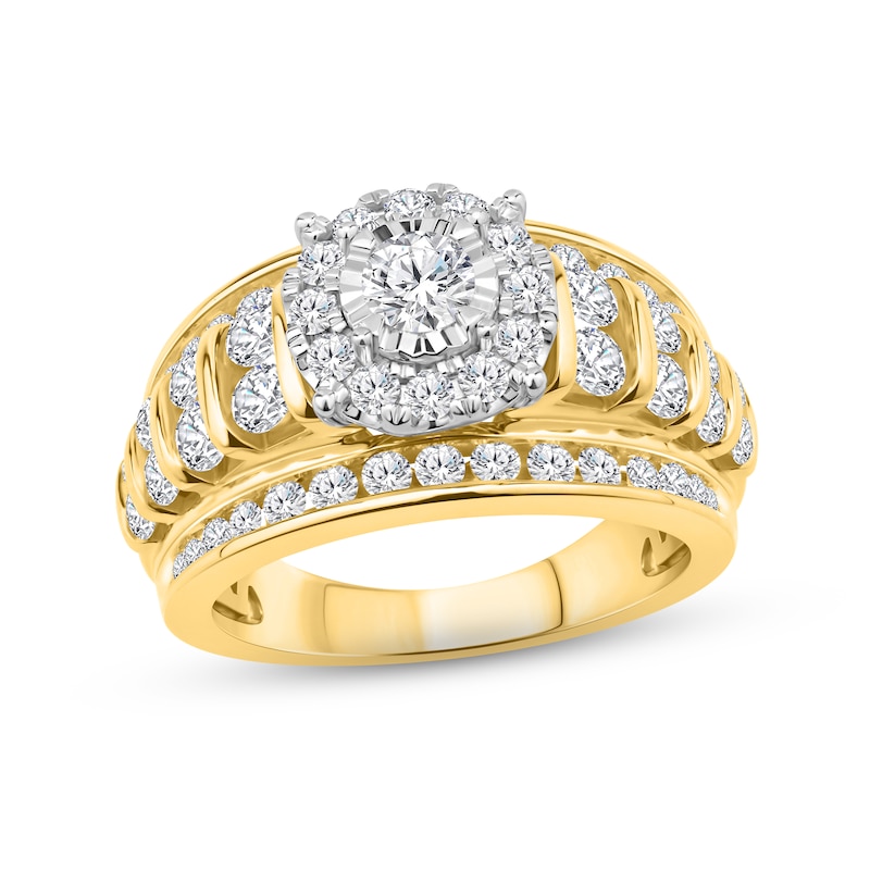 Main Image 1 of Adore Diamond Engagement Ring 1-7/8 ct tw Round-cut 10K Two-Tone Gold