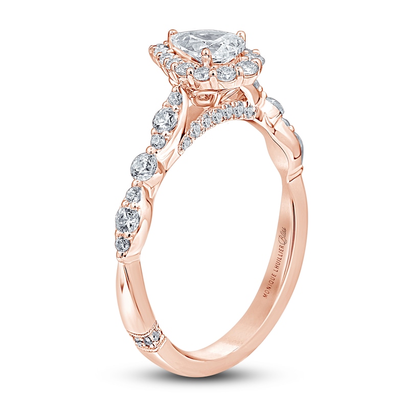 Main Image 2 of Monique Lhuillier Bliss Diamond Engagement Ring 7/8 ct tw Pear & Round-cut 18K Rose Gold