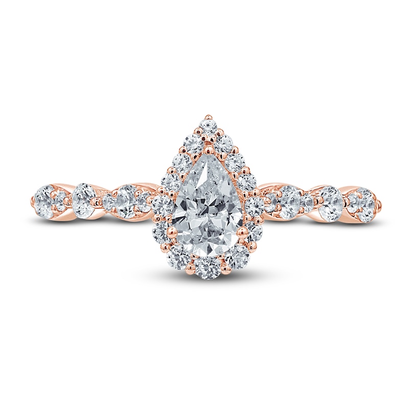 Main Image 3 of Monique Lhuillier Bliss Diamond Engagement Ring 7/8 ct tw Pear & Round-cut 18K Rose Gold