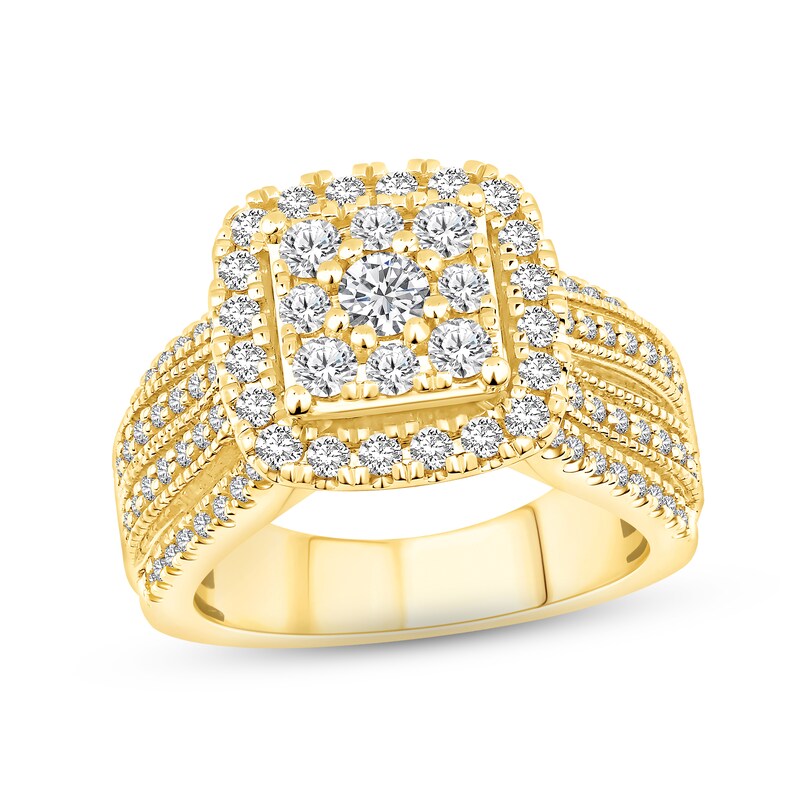 Main Image 1 of Adore Diamond Engagement Ring 1-1/2 ct tw Round-cut 10K Yellow Gold