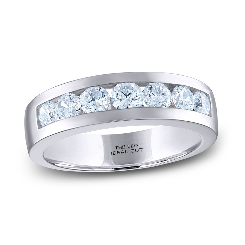 Men's THE LEO Ideal Cut Diamond Wedding Band 1-1/2 ct tw 14K White Gold