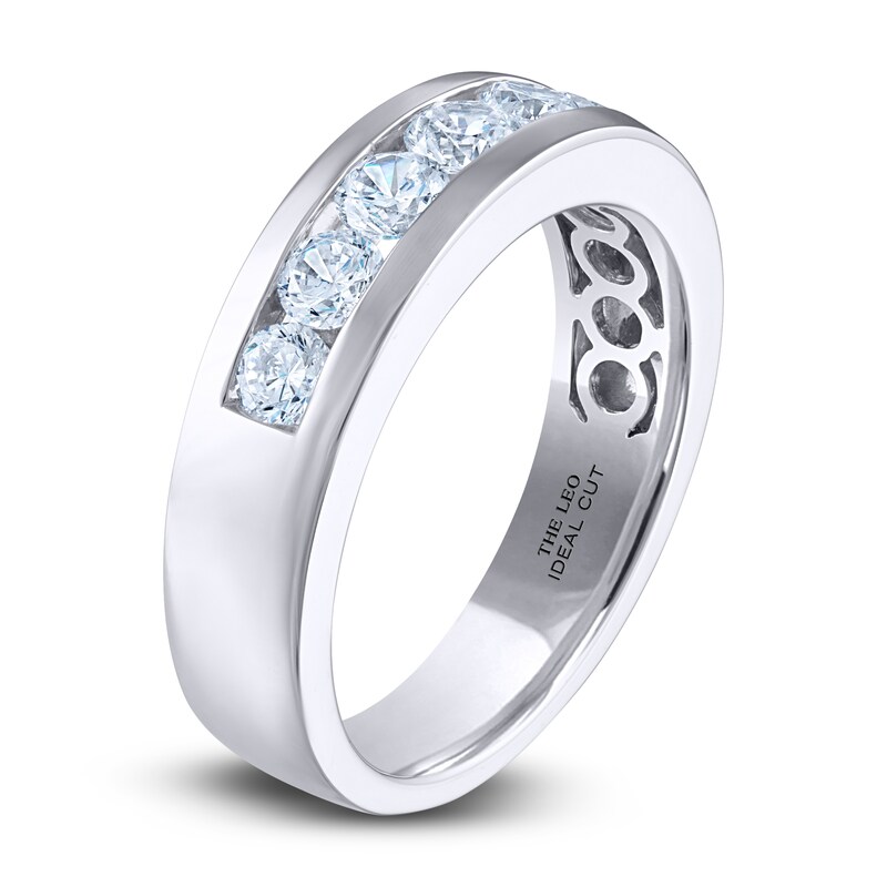 Men's THE LEO Ideal Cut Diamond Wedding Band 1-1/2 ct tw 14K White Gold