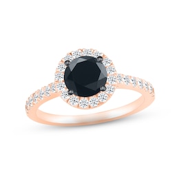 Black & White Diamond Engagement Ring 1-3/8 ct tw Round-cut 10K Rose Gold