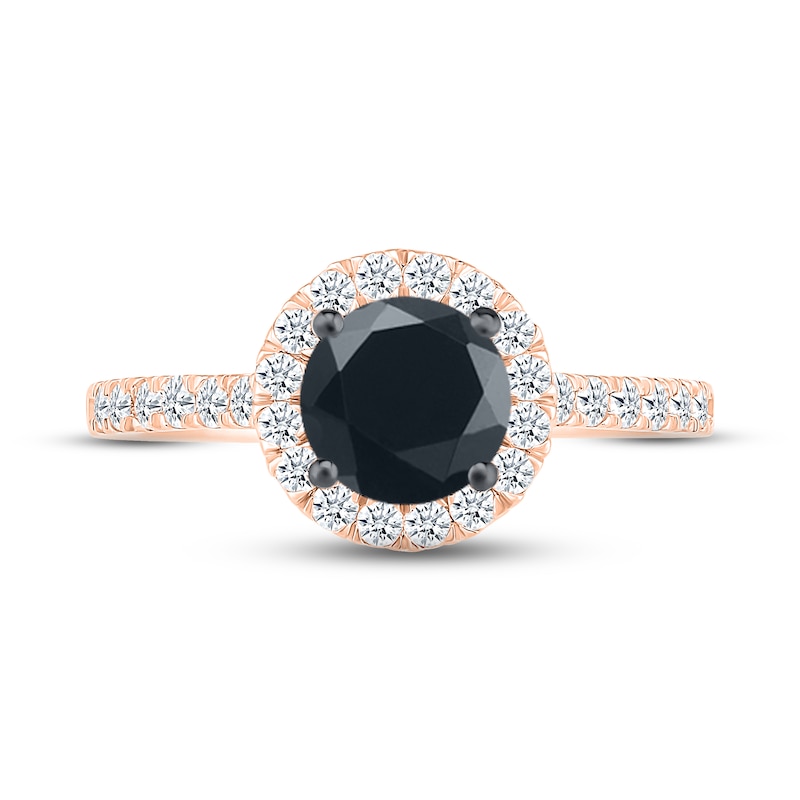 Black & White Diamond Engagement Ring 1-3/8 ct tw Round-cut 10K Rose Gold