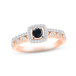 Black & White Diamond Engagement Ring 3/8 ct tw Round-cut 10K Rose Gold