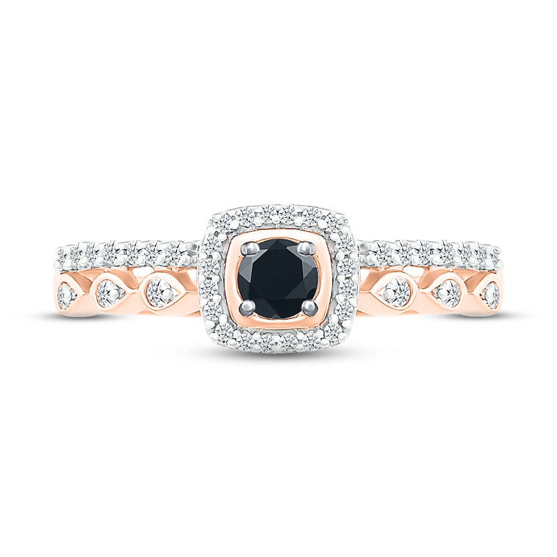 Black & White Diamond Engagement Ring 3/8 ct tw Round-cut 10K Rose Gold