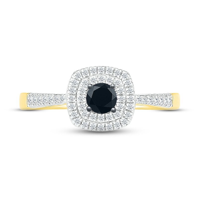 Black & White Diamond Engagement Ring 1/3 ct tw Round-cut 10K Yellow Gold
