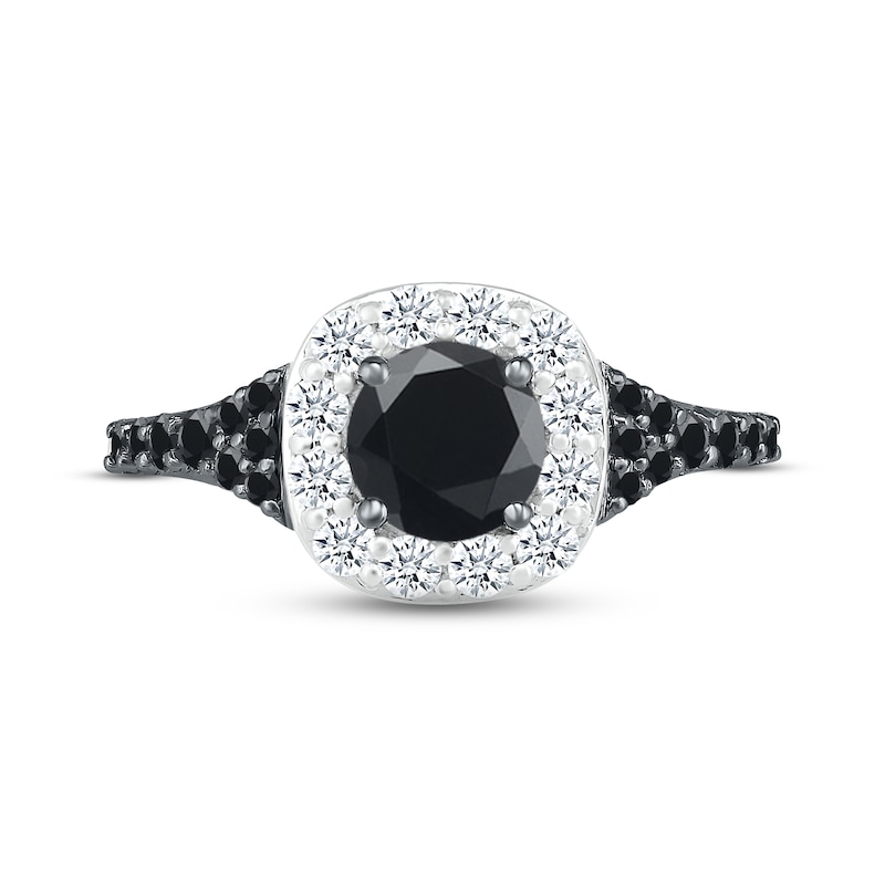 Black & White Diamond Engagement Ring 1-1/4 ct tw Round-cut 10K White Gold