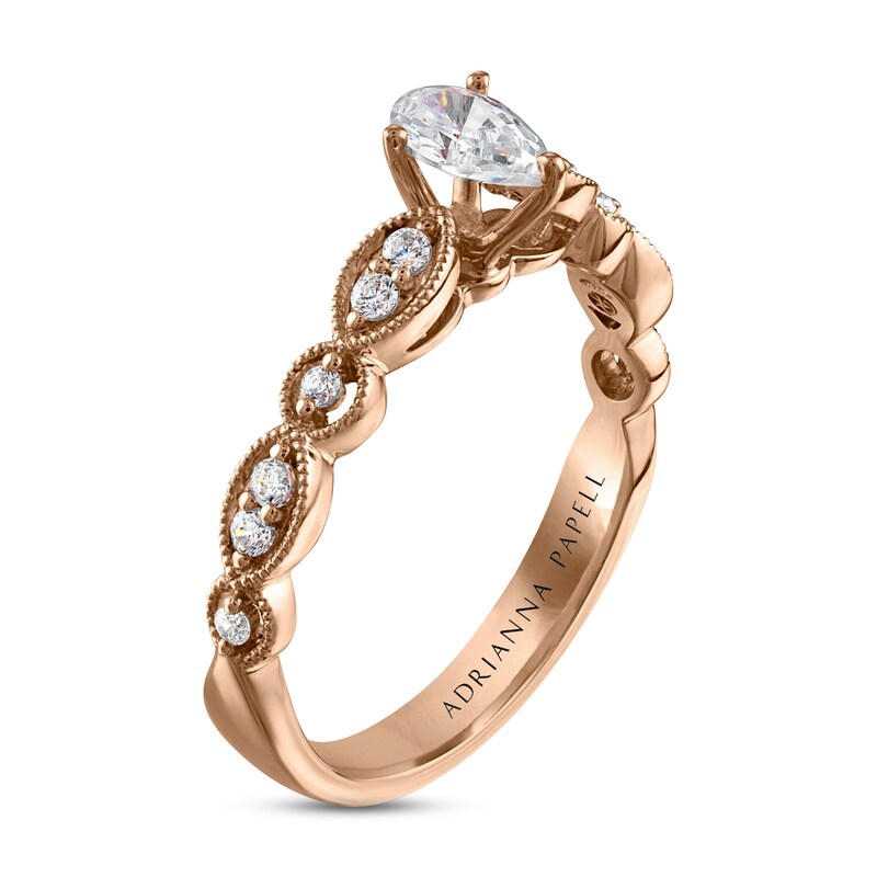 Adrianna Papell Diamond Engagement Ring 5/8 ct tw Pear & Round-cut 14K Rose Gold
