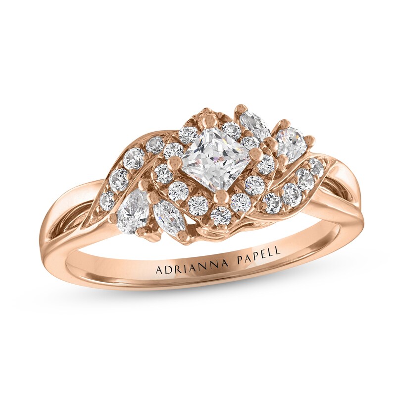 Adrianna Papell Diamond Engagement Ring 7/8 ct tw Princess, Round, Pear & Marquise-cut 14K Rose Gold