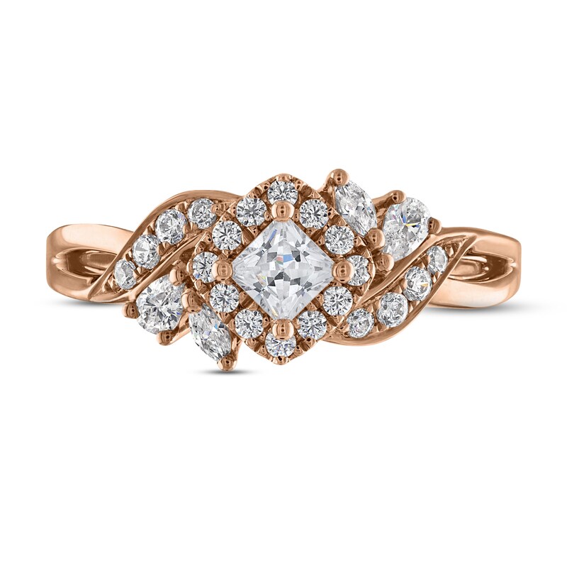 Adrianna Papell Diamond Engagement Ring 7/8 ct tw Princess, Round, Pear & Marquise-cut 14K Rose Gold
