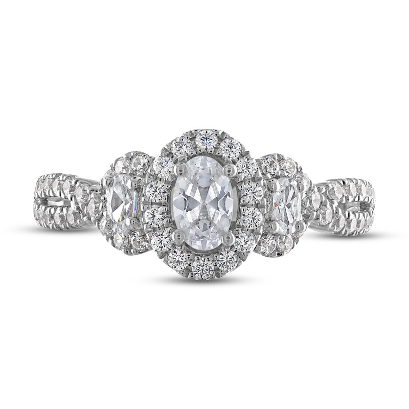 Adrianna Papell Diamond Engagement Ring 7/8 ct tw Oval & Round-cut 14K White Gold