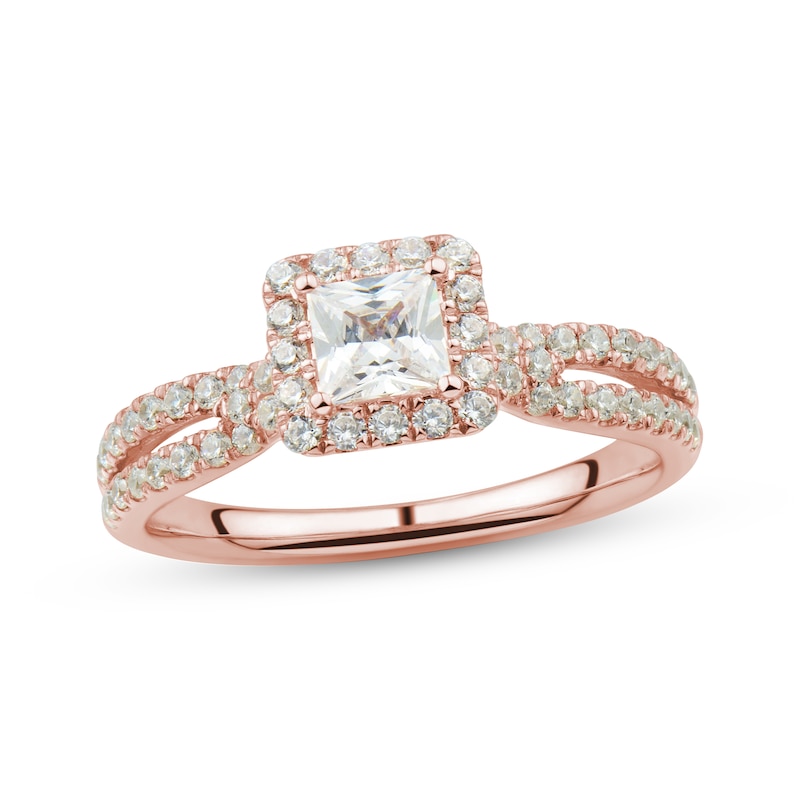 Main Image 1 of Diamond Engagement Ring 7/8 ct tw Princess & Round-cut 14K Rose Gold