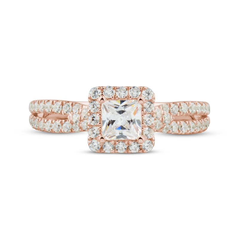 Main Image 3 of Diamond Engagement Ring 7/8 ct tw Princess & Round-cut 14K Rose Gold