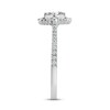Diamond Halo Engagement Ring 3/4 ct tw Princess & Round-cut 14K White Gold