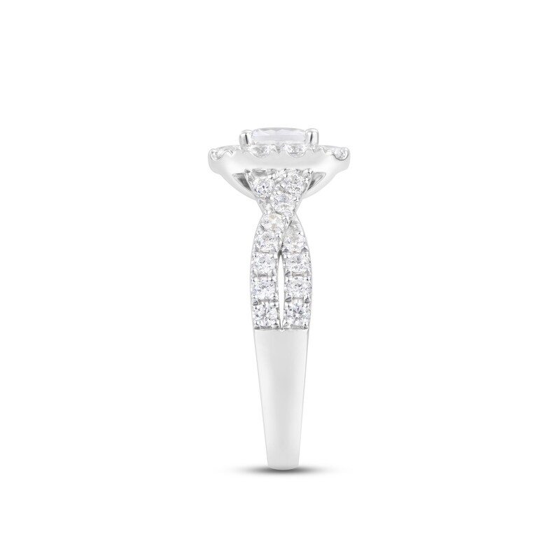Diamond Engagement Ring 1-1/2 ct tw Radiant & Round-cut 14K White Gold