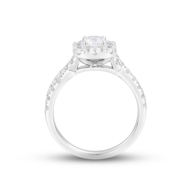 Diamond Engagement Ring 1-1/2 ct tw Radiant & Round-cut 14K White Gold