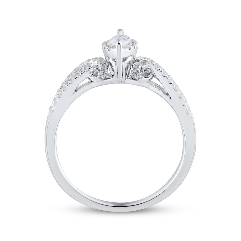Main Image 2 of Diamond Engagement Ring 1/2 ct tw Marquise & Round-cut 14K White Gold