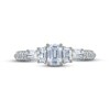 Diamond Three-Stone Engagement Ring 1 ct tw Emerald, Baguette & Round-cut 14K White Gold