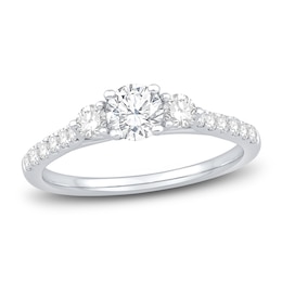 Diamond Three-Stone Engagement Ring 7/8 ct tw Round-cut Platinum