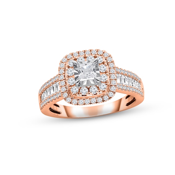 Adore Diamond Engagement Ring 1 ct tw Princess, Round & Baguette-cut 14K Two-Tone Gold