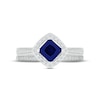 Thumbnail Image 2 of Blue Sapphire & Diamond Bridal Set 1/4 ct tw Square & Round-cut 10K White Gold