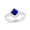 Thumbnail Image 3 of Blue Sapphire & Diamond Bridal Set 1/4 ct tw Square & Round-cut 10K White Gold