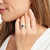 Thumbnail Image 5 of Blue Sapphire & Diamond Bridal Set 1/4 ct tw Square & Round-cut 10K White Gold