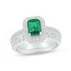 Thumbnail Image 1 of Emerald & Diamond Bridal Set 3/8 ct tw Emerald & Round-cut 10K White Gold