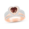 Thumbnail Image 1 of Garnet & Diamond Bridal Set 1/2 ct tw Heart & Round-cut 10K Rose Gold