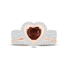 Thumbnail Image 2 of Garnet & Diamond Bridal Set 1/2 ct tw Heart & Round-cut 10K Rose Gold