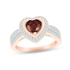 Thumbnail Image 3 of Garnet & Diamond Bridal Set 1/2 ct tw Heart & Round-cut 10K Rose Gold