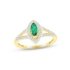 Thumbnail Image 3 of Emerald & Diamond Bridal Set 1/5 ct tw Marquise & Round-cut 10K Yellow Gold