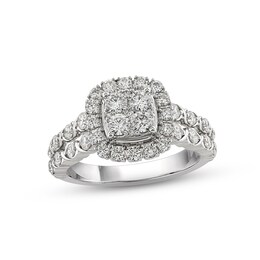 XO, from KAY Multi-Diamond Center Engagement Ring 1-1/5 ct tw Round-cut 14K White Gold
