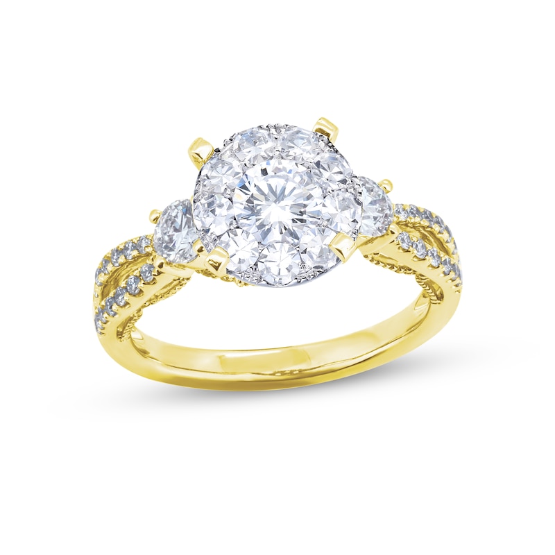 Main Image 1 of Adore Multi-Diamond Center Engagement Ring 1-1/8 ct tw Round-cut 14K Yellow Gold