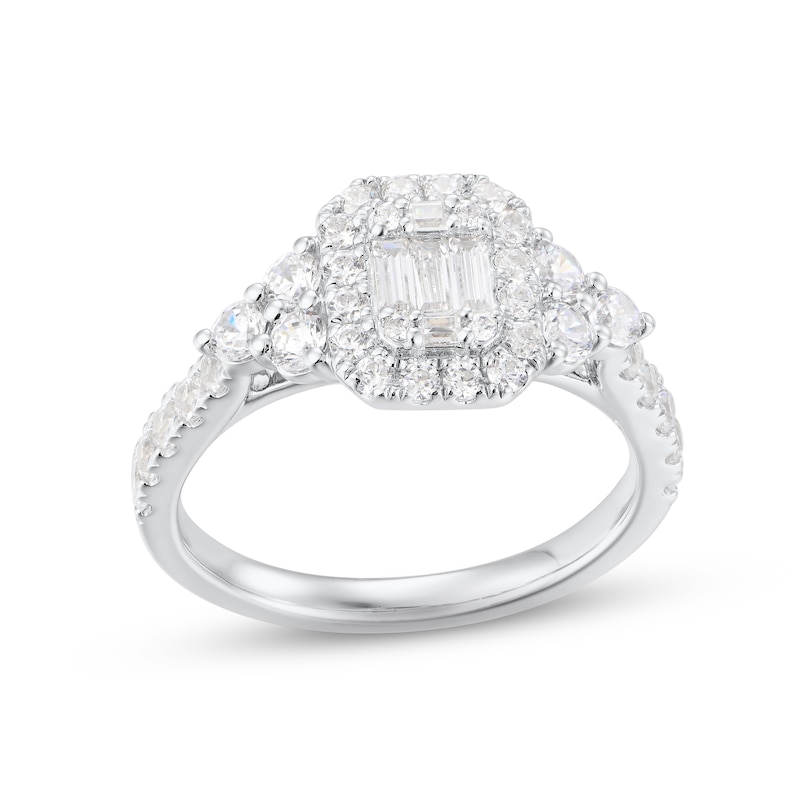 Main Image 1 of Adore Multi-Diamond Center Engagement Ring 1 ct tw Baguette & Round-cut 14K White Gold