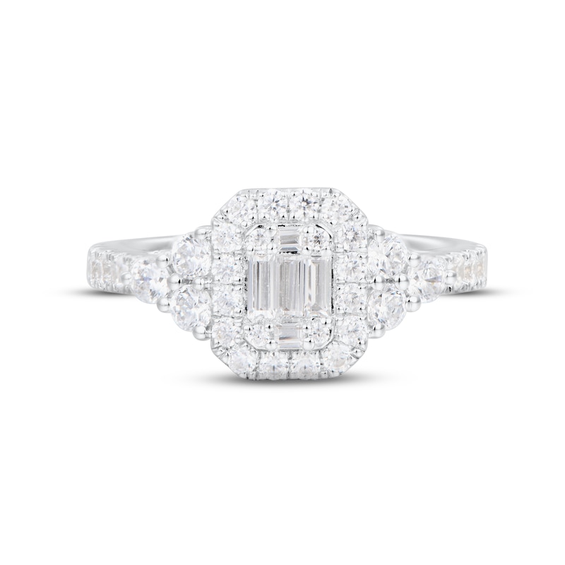 Main Image 4 of Adore Multi-Diamond Center Engagement Ring 1 ct tw Baguette & Round-cut 14K White Gold