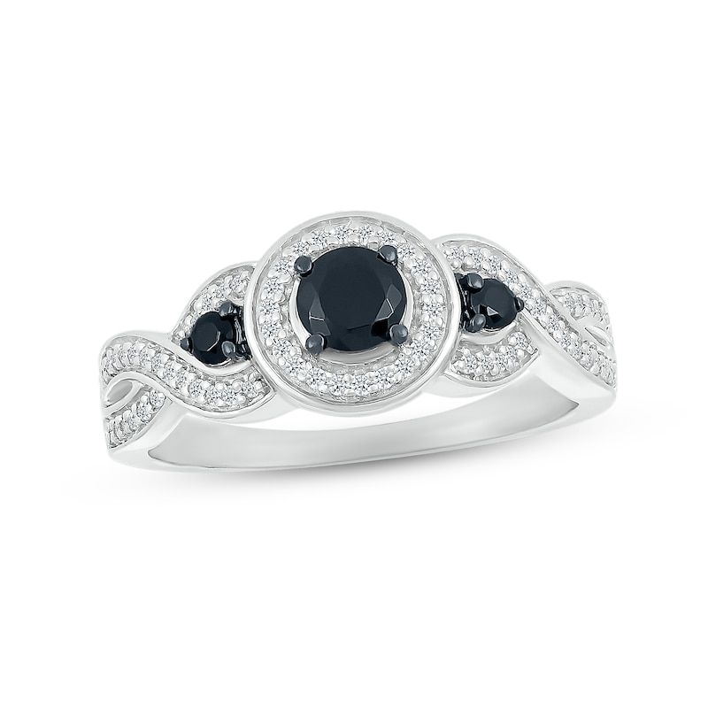 Main Image 3 of Memories Moments Magic Black & White Diamond Bridal Set 3/4 ct tw Round-cut 10K White Gold