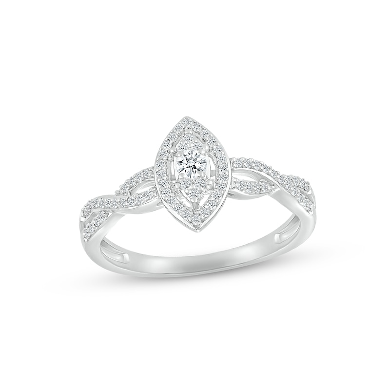 Main Image 3 of Multi-Diamond Center Bridal Set 1/3 ct tw Round-cut 10K White Gold