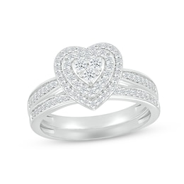 Multi-Diamond Center Bridal Set 1/2 ct tw Round-cut 10K White Gold