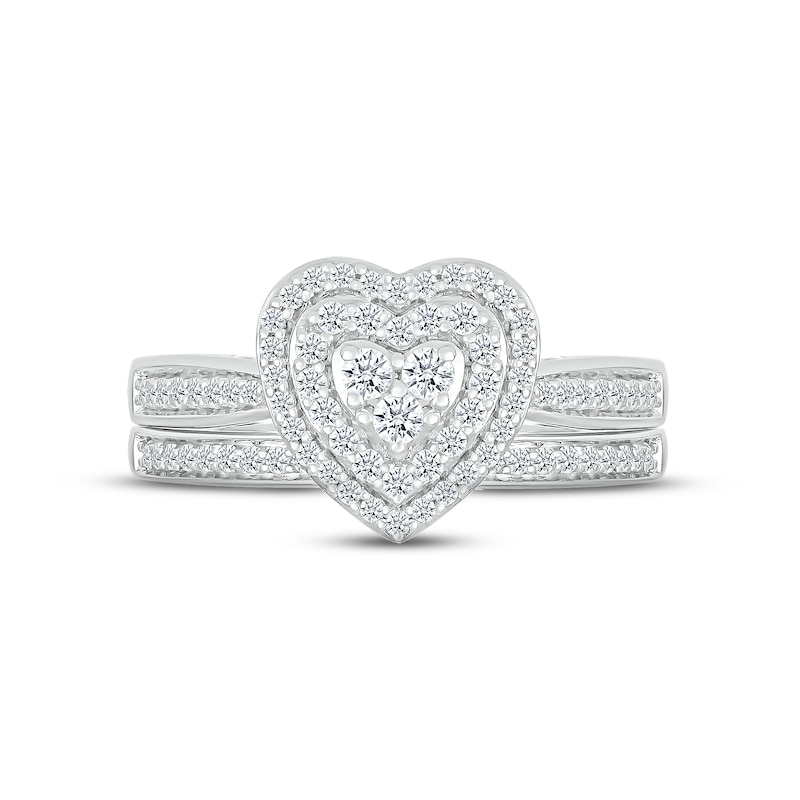 Main Image 2 of Multi-Diamond Center Bridal Set 1/2 ct tw Round-cut 10K White Gold