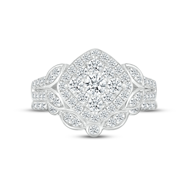 Main Image 2 of Multi-Diamond Center Bridal Set 1 ct tw Round-cut 10K White Gold