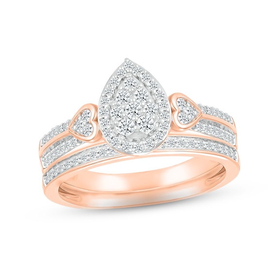 Multi-Diamond Center Bridal Set 1/2 ct tw Round-cut 10K Rose Gold