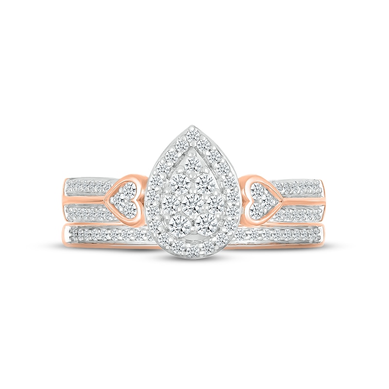 Main Image 2 of Multi-Diamond Center Bridal Set 1/2 ct tw Round-cut 10K Rose Gold