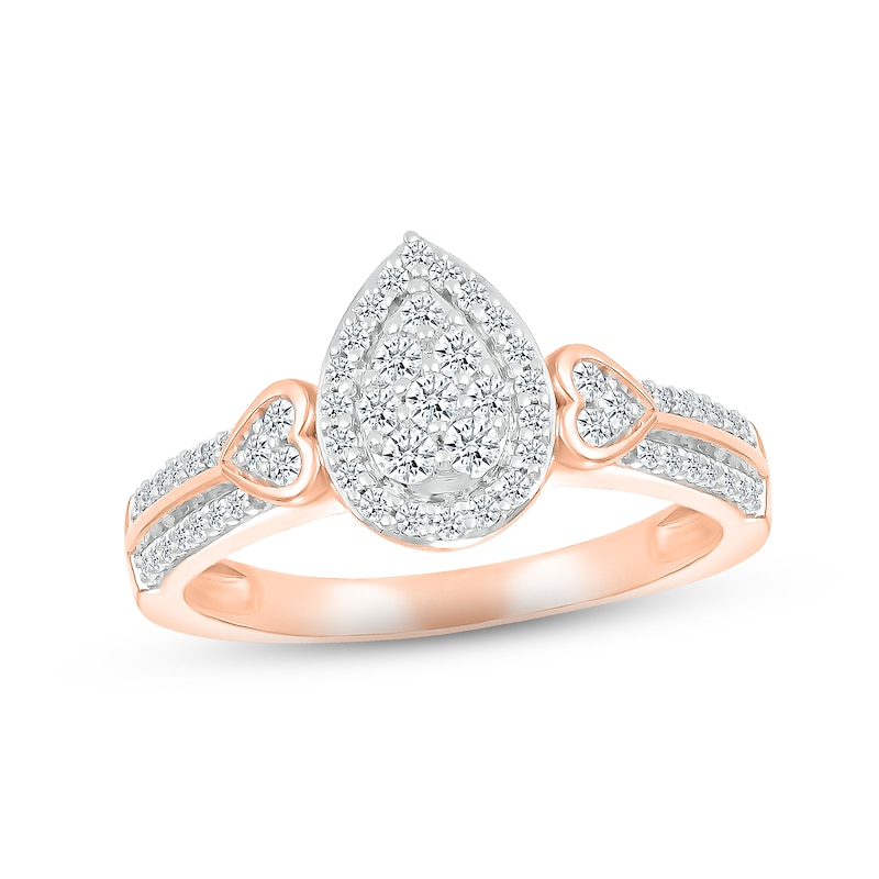 Main Image 3 of Multi-Diamond Center Bridal Set 1/2 ct tw Round-cut 10K Rose Gold
