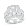 Thumbnail Image 1 of Multi-Diamond Center Bridal Set 1-1/2 ct tw Round & Baguette-cut 10K White Gold
